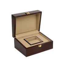 Boîte à montres de luxe haut de gamme, couleur beige foncé, avec fermoir doré, doublure en daim beige, gaufrage et estampage à chaud brillant pour logo personnalisé et lunettes