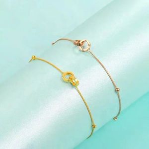 Xinfly Pure 18K Gold Chopin Chain Jewelry Au750 Double Ring Buckle <b>Beads</b> <b>Bracelet</b> - Product Image 4