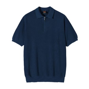 Suéter de punto de nuevo diseño, Sudadera de cuello vuelto de Color sólido para hombre, sudadera de manga corta de verano de secado rápido para hombre - Product Image 2