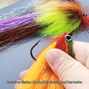 Grande mouchette streamer 6,9 pouces 4/0, coulante, imitation poisson-appât, nouée à la main, pour la pêche à la mouche au brochet, au musky, au bar et au cabillaud - Product Image 5