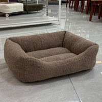 Lit pour chien Etrip Pet Warm Luxury Calming Cute Teddy Fleece Brown avec fond antidérapant