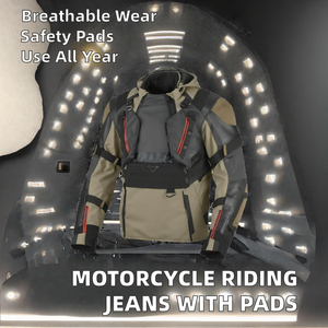Chaqueta de Motocicleta para Hombre, Manga Larga, Transpirable, Impermeable, de Poliéster/Algodón, para Todas las Estaciones, con Protección - Product Image 2
