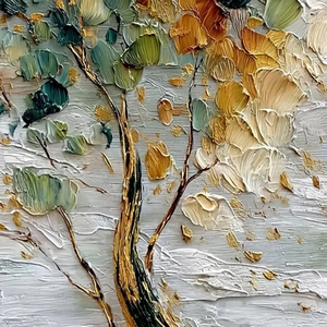 Emerald Jewel <b>Tree</b> Textured Palette Knife <b>Tree</b> Textured Painting with Golden Accents Hand Painted Canvas Still Life Wall Artwork - Product Image 4