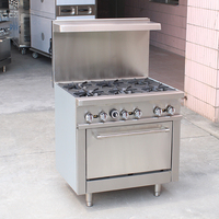 Cuisinière à gaz en acier inoxydable à 6 brûleurs avec four, cuisinière autonome avec grill pour restaurant, hôtel, restauration, équipement de cuisine