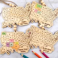 Mapa de Estados Unidos de Madera para Colgar en la Pared, Recuerdo de Vacaciones Personalizado con Colores de los Estados, Adorno para Viajes