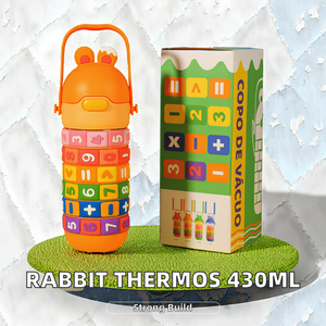 430ML enfant bouteille d'eau sangle éducative mignon lapin en acier inoxydable flacon à vide nouvel étudiant Thermos tasse pour <span class=keywords><strong>les</strong></span> mathématiques des enfants - Product Image 2