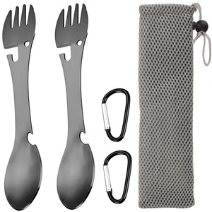 Utensile <span class=keywords><strong>Multifunzione</strong></span> 5-in-1 in Acciaio Inox, Spork con Apribottiglie per Escursionismo e Backpacking - Product Image 1