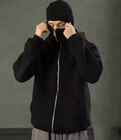 Sudadera con capucha con logotipo personalizado bordado para hombre, pasamontañas de gángster, jersey con cremallera completa de doble capa, diseño de talla grande en 3D