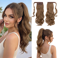 Extensions de cheveux synthétiques premium invisibles à clipser, résistantes à la chaleur, pour queues de cheval à enrouler – Vente en gros