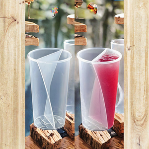 500 मिलीलीटर 700 मिली व्यक्तिगत पीपी पालतू प्लास्टिक डबल कम्पार्टमेंट कप दूध चाय और कोल्ड बोबा पेय - Product Image 4