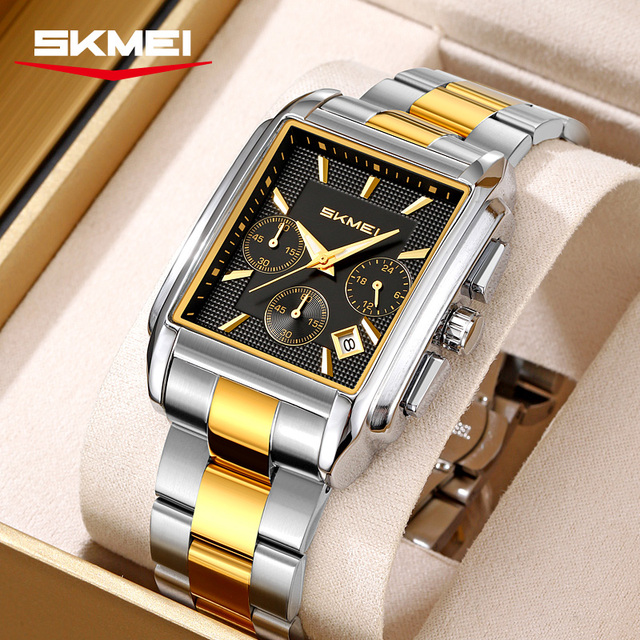 SKMEI 2339 Small Seconds Hand Business Men's Stainless Steel & Leather Watch Luxury High-end 3ATM Waterproof Analog Chronograph