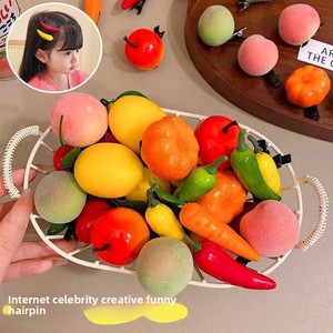 Phim hoạt hình Kẹp tóc trái cây dễ thương trẻ em mũ nón chợ đêm phong cách một Nhân Dân tệ mô hình Bán buôn phụ kiện tóc gian hàng Internet - Product Image 1