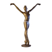 Danseuse en bronze art déco en posant une statue de fille grandeur nature sculpture