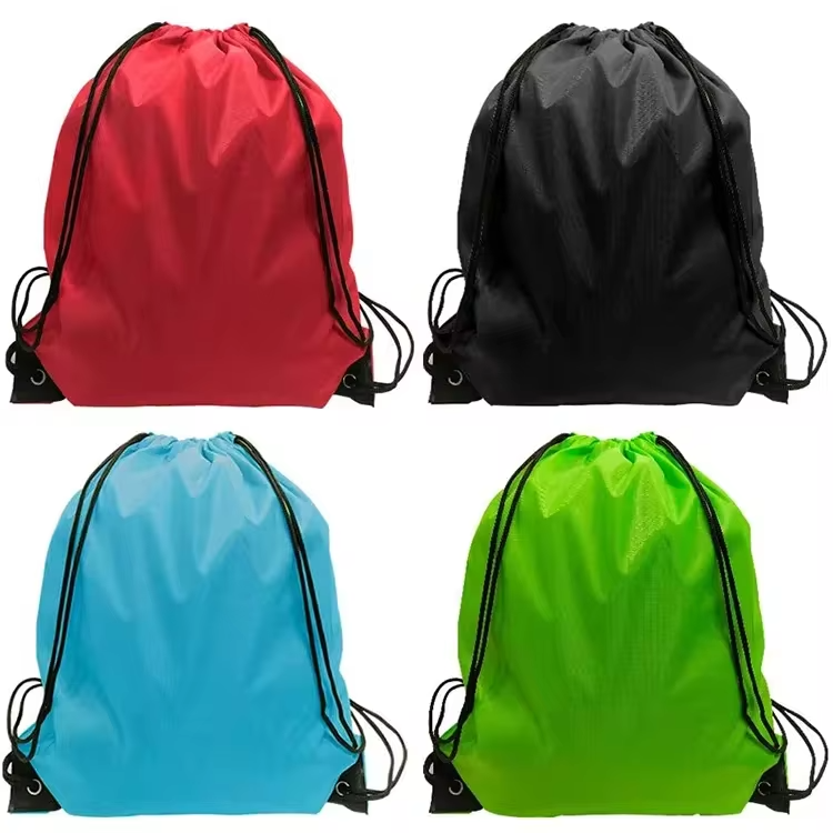 High quality custom logo polyester drawstring backpack bag for travel