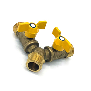 Válvula de gas de <span class=keywords><strong>bola</strong></span> tipo Y de latón Operado manualmente Manijas de mariposa dobles personalizables OEM de alta calificación Conexiones de rosca macho - Product Image 6