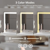 Square LED Desktop Makeup Mirror 10X Magnification Adjustable Brightness Touch Sensor Metal Frame Freestanding OEM/ODM