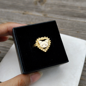 Anillo <span class=keywords><strong>de</strong></span> Moda con Marco <span class=keywords><strong>de</strong></span> Corazón en Forma <span class=keywords><strong>de</strong></span> Pepita Chapado en Oro <span class=keywords><strong>Cereza</strong></span> <span class=keywords><strong>de</strong></span> Acero Inoxidable Personalizado, Joyería para Mujer, Regalo - Product Image 3