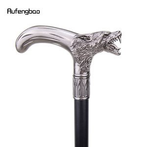 Canne en acier au carbone avec tête de loup en métal, accessoire de costume pour homme - Product Image 3