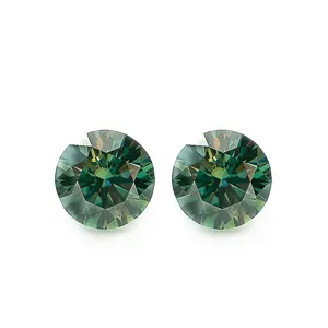 Factory price Blue green Loose Gra Moissanite Stone Gemstone Round 6.5-18 mm D VVS1 Excellent Cut for makiing jewelry