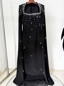 Vestido <span class=keywords><strong>de</strong></span> <span class=keywords><strong>Noche</strong></span> Elegante <span class=keywords><strong>de</strong></span> Crepé Negro <span class=keywords><strong>de</strong></span> Manga Larga con Capa Bordada a Mano, Largo hasta el Suelo, <span class=keywords><strong>de</strong></span> Alta Calidad, el Más Vendido <span class=keywords><strong>de</strong></span> 2026 - Product Image 3