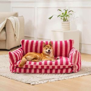 Large <b>Dog</b> <b>Sofa</b> <b>Bed</b> XL Square Striped Fashion Modern Classic Design Removable Washable Lamb Wool All Seasons Comfort <b>for</b> Cats - Product Image 2