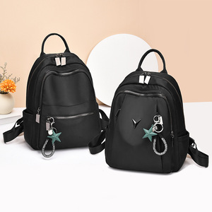 <b>Mini</b> Black Softback <b>Backpack</b> With Zipper Closure Waterproof Microfiber Leather Casual Daily Use Women's Small Capacity 5-10L - Product Image 1