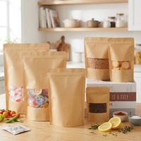 Sachet Doypack en papier kraft 10*15+3cm avec fenêtre dépolie et fermeture éclair, vente en gros fabricant, pour aliments, noix, farine, thé, riz en poudre, biscuits