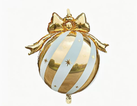 Weihnachtsdekoration Runder Folienballon Schleife Weihnachten Gestreifter Stern-Druck Heliumballons Neujahr Feiertagsparty Wanddekoration