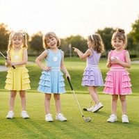 Robe de tennis et de golf sans manches à volants superposés pour filles, tenue de sport athlétique pour enfants pour les jeux en plein air, robe de tennis pour filles