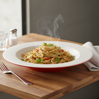 Assiette creuse occidentale en mélamine rouge et blanche, écologique, pour restaurants et hôtels, durable et compatible lave-vaisselle