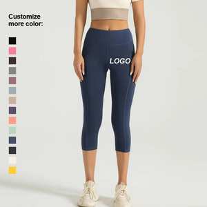 กางเกงโยคะเอวสูงแบบสั่งทำสำหรับผู้หญิง พร้อมขอบเอวยางยืด ผ้ายืดสแปนเด็กซ์ ดีไซน์ยกกระชับขา กระเป๋าข้างตาข่ายไร้รอยต่อ 7 จุด - Product Image 1