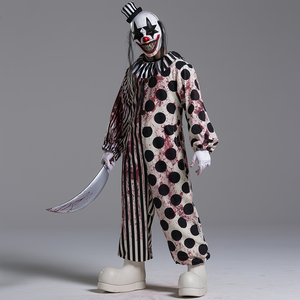 Disfraz de Payaso Terrorífico de Halloween con Goteo de Sangre para Hombre, Traje de Payaso Asesino Negro y Blanco con Máscara para Carnaval y Casa Embrujada - Product Image 2