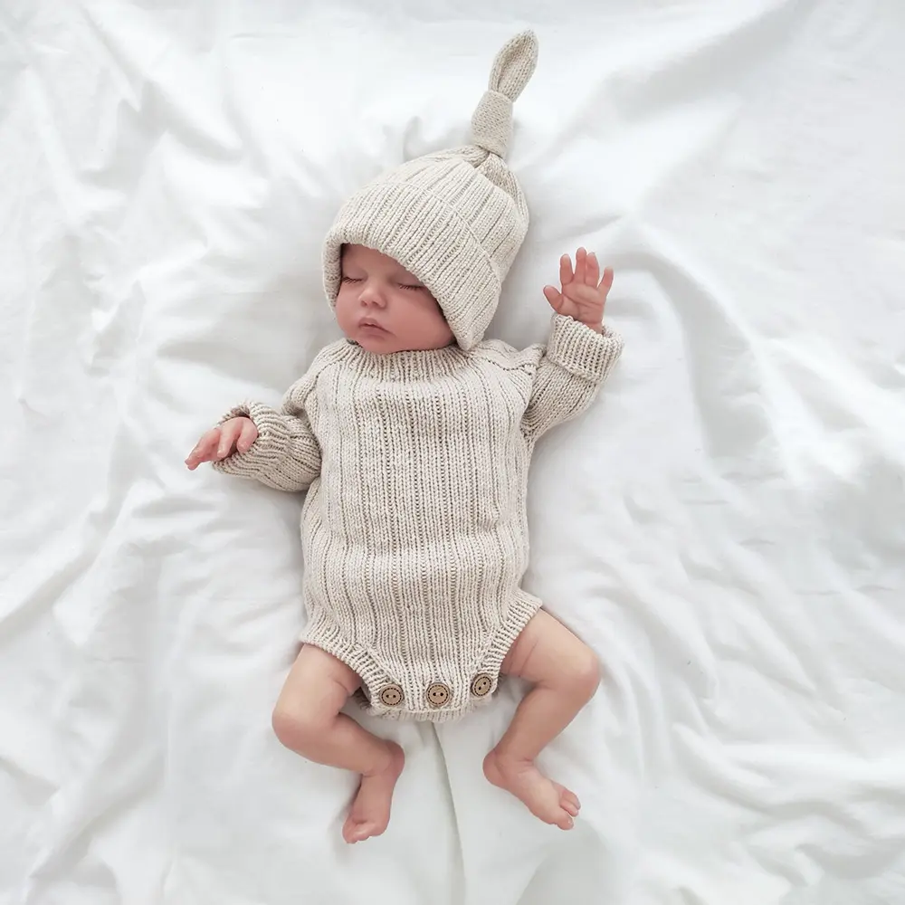 Kış özel Logo bebek örme tulum yenidoğan kızların 'giysileri set kazak tulum yeni doğan bebek giyim