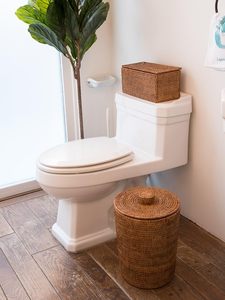 Panier rond en rotin, panier de rangement naturel tissé à la main, organisateur multi-usages pour la maison, la cuisine, la salle de bain, le comptoir, le salon - Product Image 3
