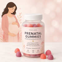 Gummies prénatales OEM ODM à marque privée, méthylfolate, DHA, sans sucre, végétaliennes, 60 unités, formule personnalisée, vente en gros pour marques