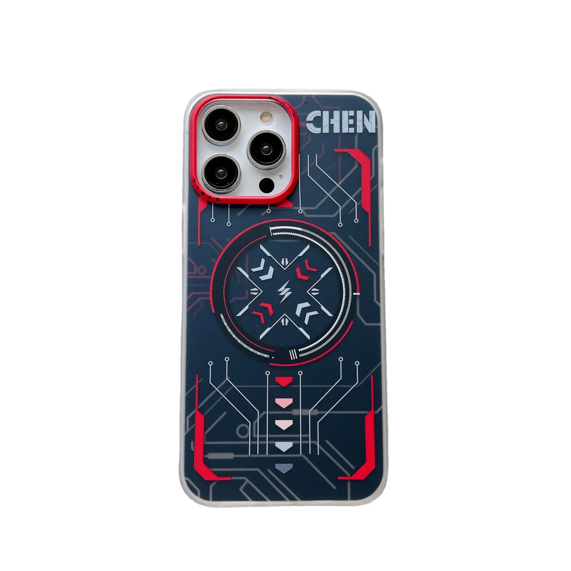 고급 무광택 질감 액체 음성 구멍 기계 갑옷 휴대 전화 가방 및 케이스 아이폰 14 Pro Max