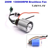 Moteur miniature sans balais DC 74V/111V 12V 200W ultra-puissant 130000 tr/min avec turbine en alliage d'aluminium et ventilateur turbo à canalisation pour DIY