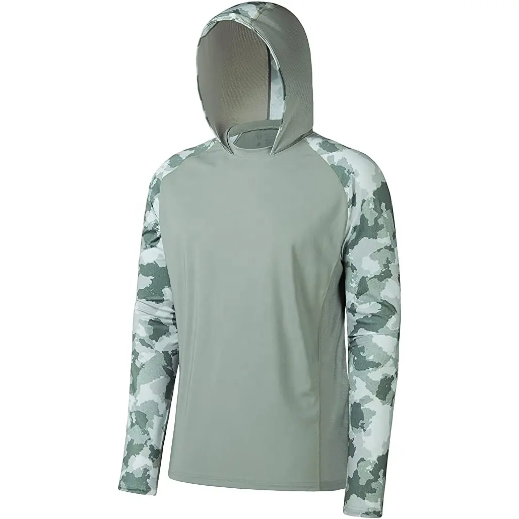 Ropa de pesca para hombre, Sudadera con capucha de pesca UPF 50 +, transpirable, con protección facial, sublimación