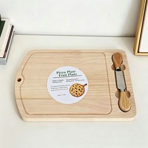 Tabla de Cortar de Madera con Juego de Cuchillos para Queso, Plato Multifuncional para Pizza y Frutas, Material de Pino, Forma Rectangular - Product Image 4