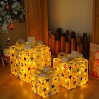 Lot de 3 boîtes lumineuses de Noël – Alimentées par piles et réglables sur 8 fonctions, lumières décoratives de Noël pour extérieur IP44