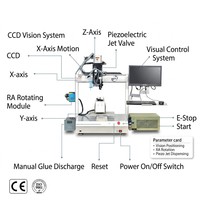 Machine de distribution de jet piézoélectrique à positionnement automatique par vision CCD, module rotatif 4 axes, mouvement stable haute vitesse, robot CE ISO