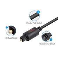 Câble Audio Optique Numérique Durable Toslink Plaqué Or SPDIF Coque en Aluminium Gaine en PVC Mâle-Mâle HI-FI pour DVD