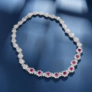 Collier en argent 925 avec rubis cultivés, idéal pour la mode, le quotidien, les fêtes et les festivals – Un excellent cadeau pour les femmes - Product Image 2