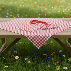 ผ้าปูโต๊ะลายตารางสีแดง 6 ชิ้นสำหรับตกแต่งโต๊ะ - Product Image 3
