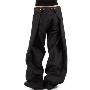 Jeans de Mezclilla Plegados para Hombre, 100% Algodón, de Alta Calidad, con Logotipo Personalizado al por Mayor, Mezclilla Cruda, Estilo Baggy - Product Image 1