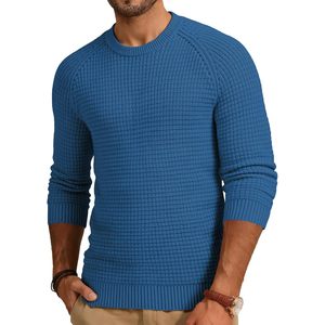 Suéter de Cuello Redondo para Hombre FOXA, Tejido Waffle, Color Sólido, Informal, Acrílico Suave, Antipilling, Moda 2025 - Product Image 1