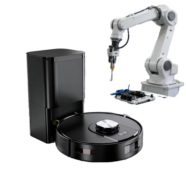 Black LDS SLAM Robot Vacuum Cleaner Smart Sweeping Mopping HEPA Filter App Controlled Plastic Automatic Dirt Disposal Battery