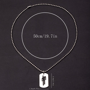 Q2 in acciaio inox cartone animato figura titanio Billie <span class=keywords><strong>Eilish</strong></span> testa storta piccolo uomo ciondolo collana per gli uomini delle donne - Product Image 2