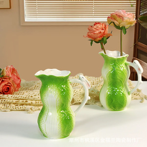 Pot à lait en céramique Creative Relief Cabbage avec poignée lapin mignon, cadeau original, carafe à crème - Product Image 5