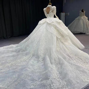 O cou manches longues <span class=keywords><strong>beige</strong></span> ivoire femmes robe de mariée <span class=keywords><strong>pas</strong></span> <span class=keywords><strong>cher</strong></span> haute qualité Jancember grande taille robe de mariée MN148 - Product Image 6